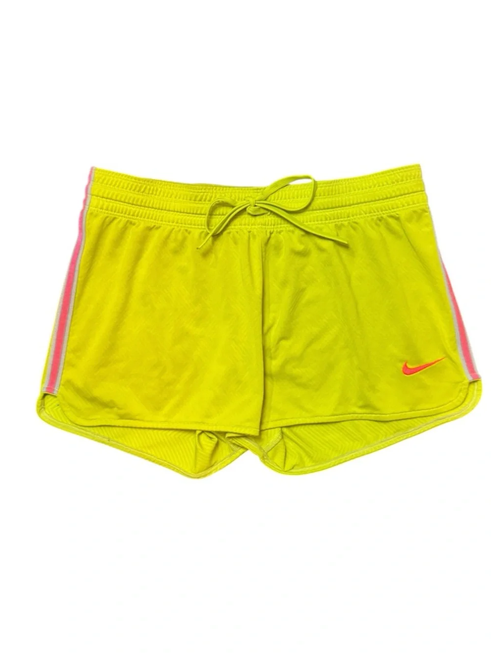 Y2K Nike Chartreuse Green + Coral Chevron Print Athletic Shorts Size Small